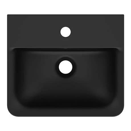 Ideal Standard Connect Air Cube Silk Black 400mm Wall Mounted / Vanity Basin - E0307V3 4 Ideal Standard Connect Air Cube Silk Black 400mm Wall Mounted / Vanity Basin - E0307V3 - Image 4