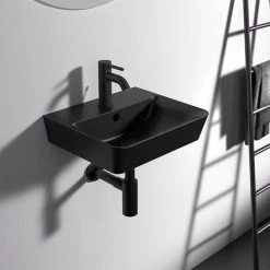 Ideal Standard Connect Air Cube Silk Black 400mm Wall Mounted / Vanity Basin - E0307V3
