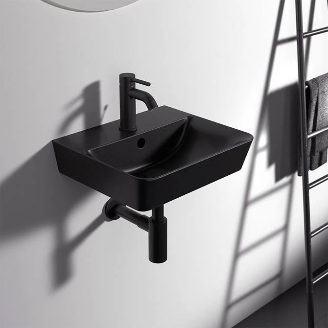 Ideal Standard Connect Air Cube Silk Black 400mm Wall Mounted / Vanity Basin - E0307V3 1 Ideal Standard Connect Air Cube Silk Black 400mm Wall Mounted / Vanity Basin - E0307V3
