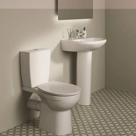 Ideal Standard Eurovit+ 550mm 1 Tap Hole Basin + Pedestal 3 Ideal Standard Eurovit+ 550mm 1 Tap Hole Basin + Pedestal - Image 3