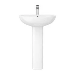 Eclipse Bathroom Basin + Full Pedestal (555mm Wide - 1 Tap Hole) -Cheap Basins Store EC BAS P D5 460