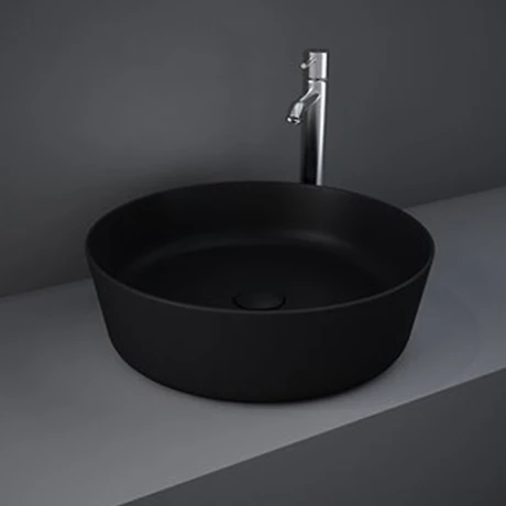 RAK Feeling 420mm 0TH Slim Round Counter Top Wash Basin - Matt Black - FEECT4200504A 1 RAK Feeling 420mm 0TH Slim Round Counter Top Wash Basin - Matt Black - FEECT4200504A