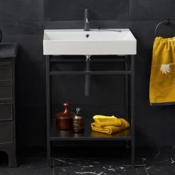 Britton Shoreditch Frame 600mm Basin & Black Wash Stand -Cheap Basins Store FRAME600 d2 460