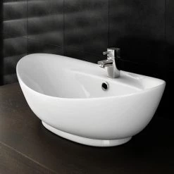 Faro Oval Counter Top Basin with Mono Basin Mixer (590 x 395mm)