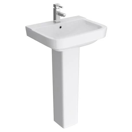 Genova Modern Basin with Pedestal (550mm Wide - 1 Tap Hole) 1 Genova Modern Basin with Pedestal (550mm Wide - 1 Tap Hole)