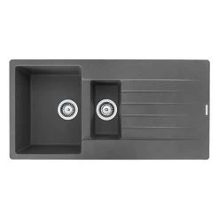 Reginox Harlem 15 1.5 Bowl Granite Kitchen Sink - Grey Silvery