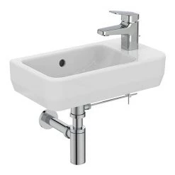 Ideal Standard i.Life S 450mm Wall Hung Right Hand 1TH Washbasin + Chrome Bottle Trap