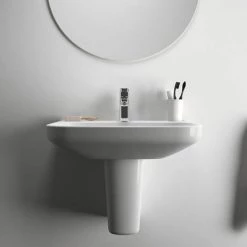 Ideal Standard i.Life A 1TH Washbasin + Semi Pedestal 10 Ideal Standard i.Life A 1TH Washbasin + Semi Pedestal -Cheap Basins Store ISILA55SP D4 460