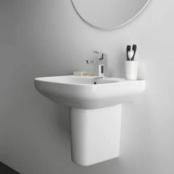 Ideal Standard i.Life A 1TH Washbasin + Semi Pedestal 11 Ideal Standard i.Life A 1TH Washbasin + Semi Pedestal -Cheap Basins Store ISILA55SP D5 460