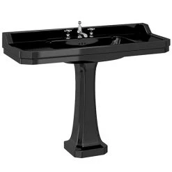 Burlington Jet Black Edwardian 3TH 120cm Basin & Classic Pedestal