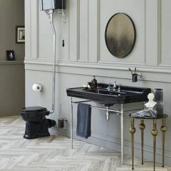 Burlington Jet Black Edwardian 3TH 120cm Basin & Chrome Wash Stand -Cheap Basins Store JET123TH D2 460