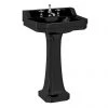 Burlington Jet Black Edwardian 56cm Basin with Standard Pedestal