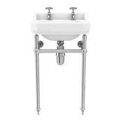 Keswick Traditional 500mm Basin & Chrome Wash Stand -Cheap Basins Store KT51THW D3 460
