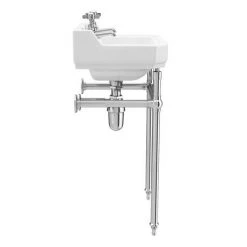 Keswick Traditional 500mm Basin & Chrome Wash Stand -Cheap Basins Store KT51THW D4 460