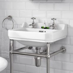 Keswick Traditional 500mm Basin & Chrome Wash Stand -Cheap Basins Store KT5W d1 460