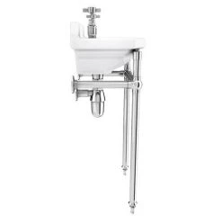 Keswick Traditional 515mm Cloakroom Basin 2TH & Chrome Wash Stand -Cheap Basins Store KTCB2THW D4 460