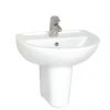 VitrA - Layton Basin and Half Pedestal - 1 Tap Hole - 3 Size Options