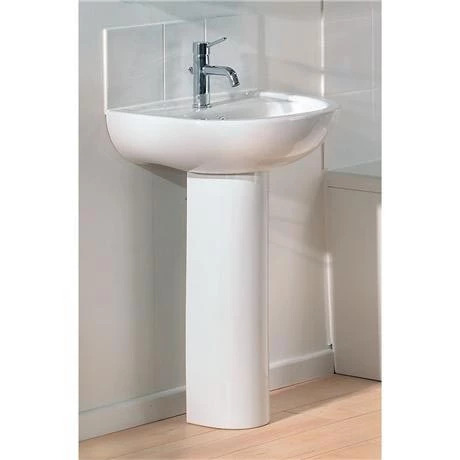 VitrA - Layton Basin and Pedestal - 1 Tap Hole - 3 Size Options 2 VitrA - Layton Basin and Pedestal - 1 Tap Hole - 3 Size Options - Image 2