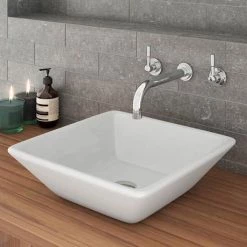 Lazio Square Counter Top Basin - 0TH - 410 x 410mm -Cheap Basins Store Lazio Square Counter Top Basin 0 Tap Hole 400 x 400mm d3 460