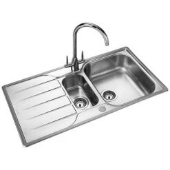 Rangemaster Michigan 1.5 Bowl Stainless Steel Kitchen Sink -Cheap Basins Store MG9502 D2 460