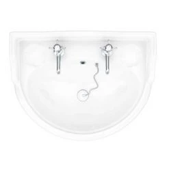 Monaco Traditional Basin + Pedestal (2 Tap Hole - Various Sizes) -Cheap Basins Store MONBASPED D4 460