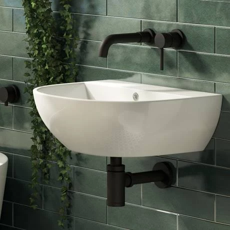 Milton 440 x 365 Wall Hung Curved Basin (0 Tap Hole) 2 Milton 440 x 365 Wall Hung Curved Basin (0 Tap Hole) - Image 2
