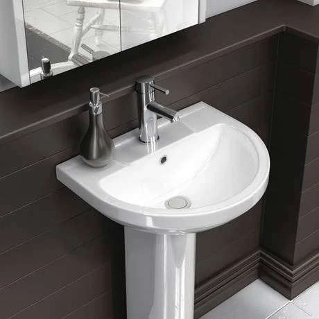 Metro Modern Basin with Full Pedestal (1 Tap Hole - Various Sizes) 2 Metro Modern Basin with Full Pedestal (1 Tap Hole - Various Sizes) - Image 2