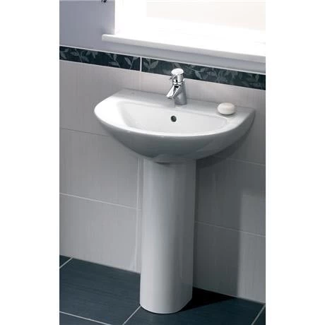 VitrA - Milton Basin and Pedestal - 1 Tap Hole - 2 Size Options 2 VitrA - Milton Basin and Pedestal - 1 Tap Hole - 2 Size Options - Image 2