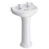 Monaco Traditional Basin + Pedestal (2 Tap Hole - Various Sizes)