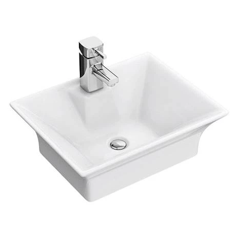 Nuie Rectangular 480 x 380mm Ceramic Flared Counter Top Basin - NBV005 3 Nuie Rectangular 480 x 380mm Ceramic Flared Counter Top Basin - NBV005 - Image 3