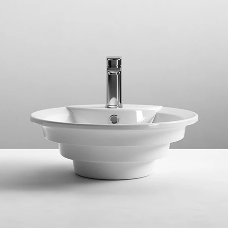 Nuie Round Tiered 460mm Ceramic Counter Top Basin - NBV006 1 Nuie Round Tiered 460mm Ceramic Counter Top Basin - NBV006