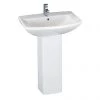 Nuie Asselby 1 Tap Hole Ceramic Basin + Pedestal Set