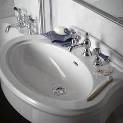 Heritage Claverton Standard Basin & Pedestal -Cheap Basins Store PCLW053 PCLW09 D1 460