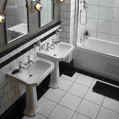 Heritage - Granley Deco 2TH Basin & Pedestal 3 Heritage - Granley Deco 2TH Basin & Pedestal - Image 3