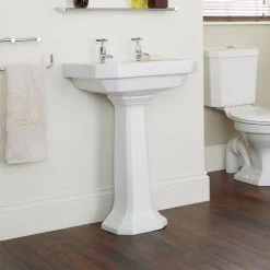 Heritage - Granley Deco 55cm 2TH Basin & Tall Pedestal -Cheap Basins Store PGDW06 PGRW09 D2 460 1