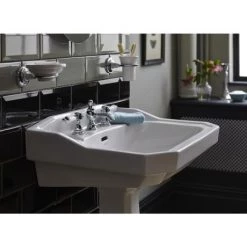 Heritage - Granley Standard Basin & Pedestal - Various Tap Hole Options -Cheap Basins Store PGRW051 PGRW09 D3 460