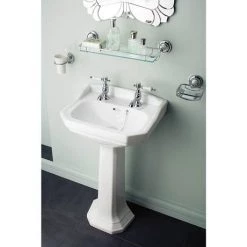 Heritage - Granley Cloakroom Basin & Pedestal - 1 or 2 Tap Hole Options -Cheap Basins Store PGRW07 PGRW09 D4 460