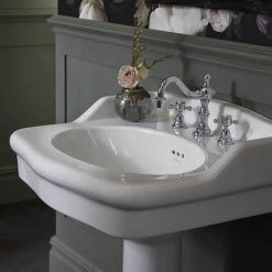 Heritage - New Victoria 3TH Standard Basin & Pedestal -Cheap Basins Store PVEW063 PVEW10 D4 460