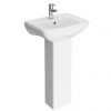 Nuie Asselby Cloakroom Basin 1TH with Pedestal (500 x 375mm)