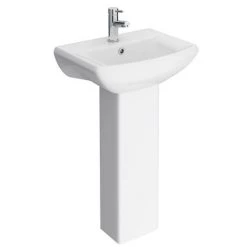 Nuie Asselby Cloakroom Basin 1TH with Pedestal (500 x 375mm)