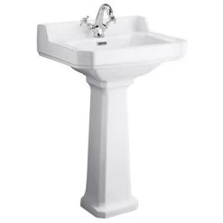 Nuie Carlton 1 Tap Hole Traditional Basin + Pedestal (Various Size Options)