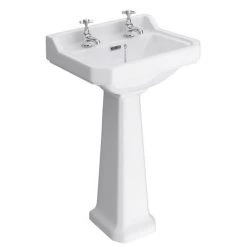 Nuie Carlton Traditional Basin + Pedestal (2 Tap Hole - Various Sizes)