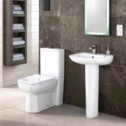 Nuie Renoir Compact Basin & Full Pedestal - 1 Tap Hole -Cheap Basins Store Premier Renoir Compact Basin Full Pedestal detail2 460