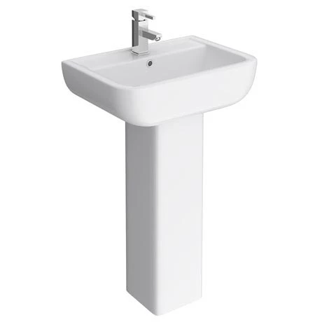 Pro 600 Modern Short Projection Basin & Pedestal (550mm Wide - 1 Tap Hole) 1 Pro 600 Modern Short Projection Basin & Pedestal (550mm Wide - 1 Tap Hole)