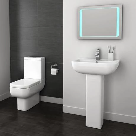 Pro 600 Modern Short Projection Basin & Pedestal (550mm Wide - 1 Tap Hole) 2 Pro 600 Modern Short Projection Basin & Pedestal (550mm Wide - 1 Tap Hole) - Image 2