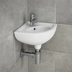 RAK Compact Corner Basin - 1 or 2 Tap Hole Option