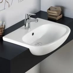 RAK Tonique 52cm Semi-Recessed Basin - 1 Tap Hole - TONSRBAS1