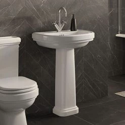 Burlington Riviera 580mm D-Shape Basin + Full Pedestal
