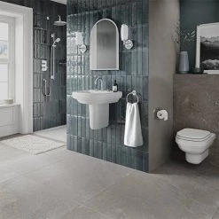 Burlington Riviera 580mm D-Shape Basin + Semi Pedestal 7 Burlington Riviera 580mm D-Shape Basin + Semi Pedestal -Cheap Basins Store RIV4 NTH RIV7 D3 460