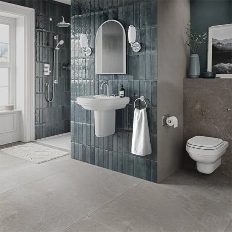 Burlington Riviera 580mm D-Shape Basin + Semi Pedestal 4 Burlington Riviera 580mm D-Shape Basin + Semi Pedestal - Image 4